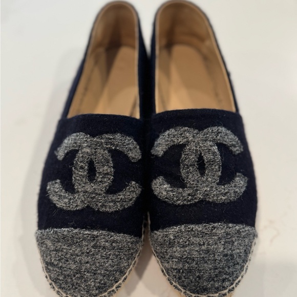 Chanel Women's Black and Gray Espadrilles - Picture 1 of 6